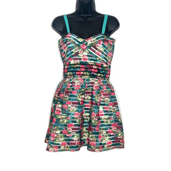 La Reyna Fit & Flare Tank Floral Dress Multi Color Size Large - Picture 1 of 12